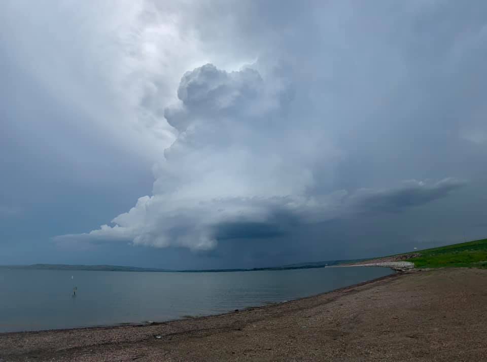 Supercell which produced 2 inch hail near Lake Andes.