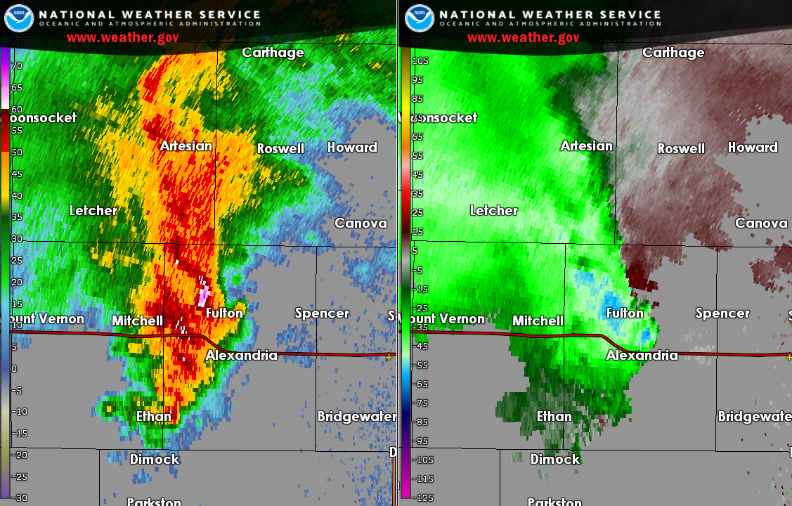 Radar Image Near Mitchell, SD