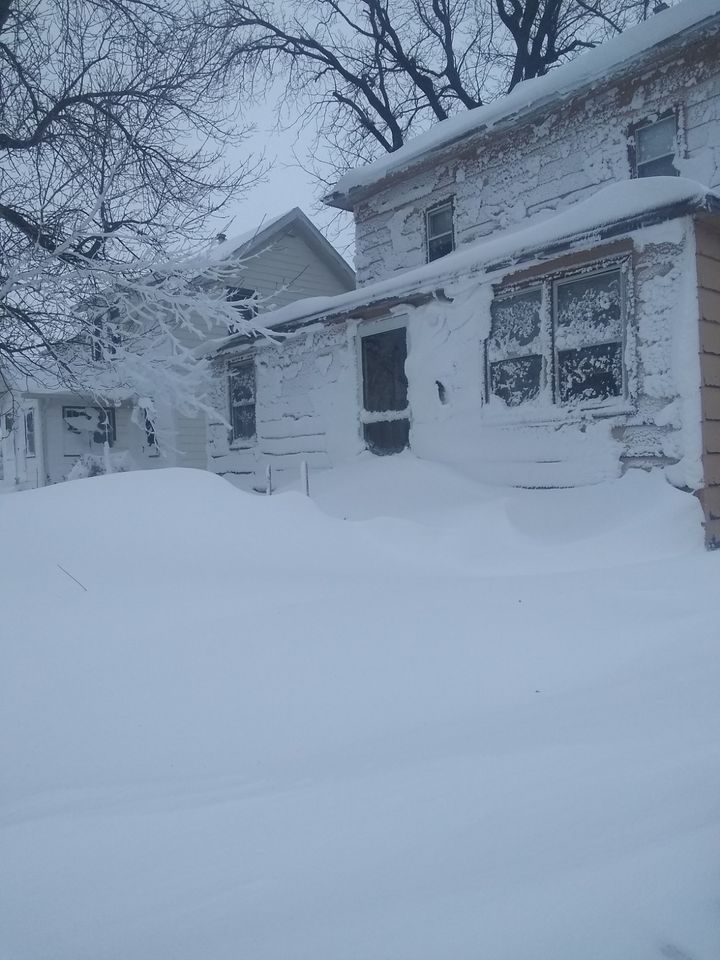 Drifted snow in Round Lake, MN