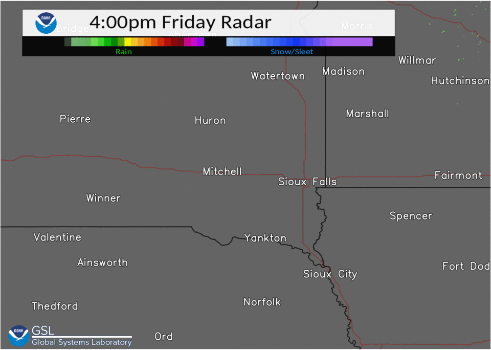 Radar Loop: 4pm-10pm Friday, April 22, 2022. Scattered storms moving through central South Dakota produced large hail and a brief tornado.