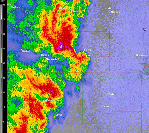 Radar reflectivity for 807 pm on May 30, 2011. 