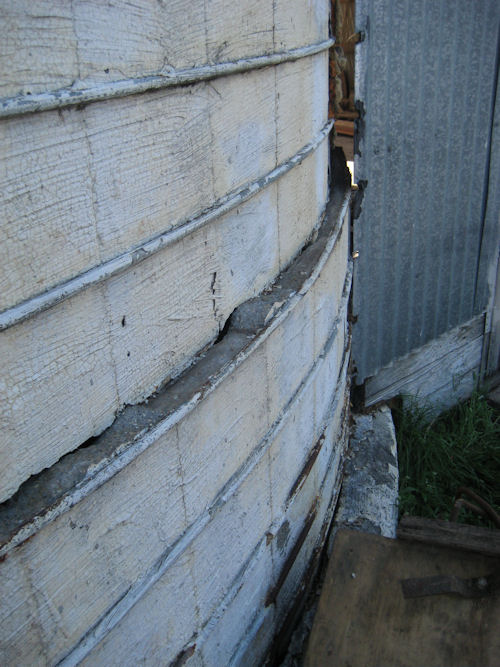 Silo shifted by wind on May 30, 2011. 