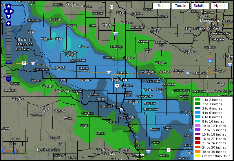 Map of Snowfall Reports From Thursday, February 23, 2012