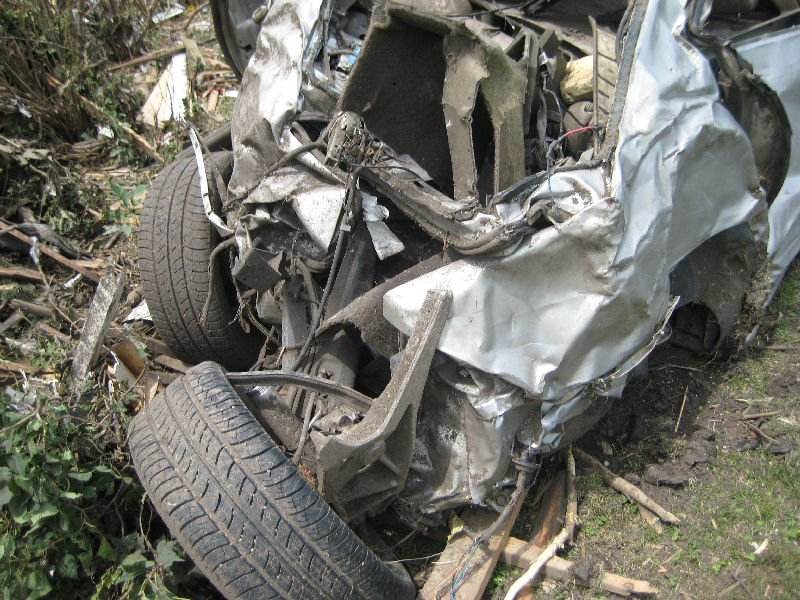 Picture of the back of the car which was destroyed.