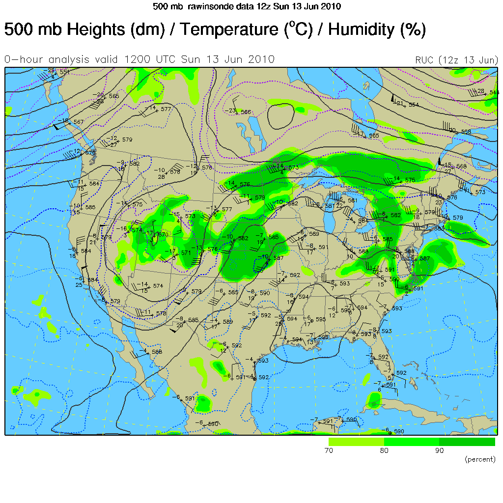 Map of upper air pattern leading to excessive rainfall.