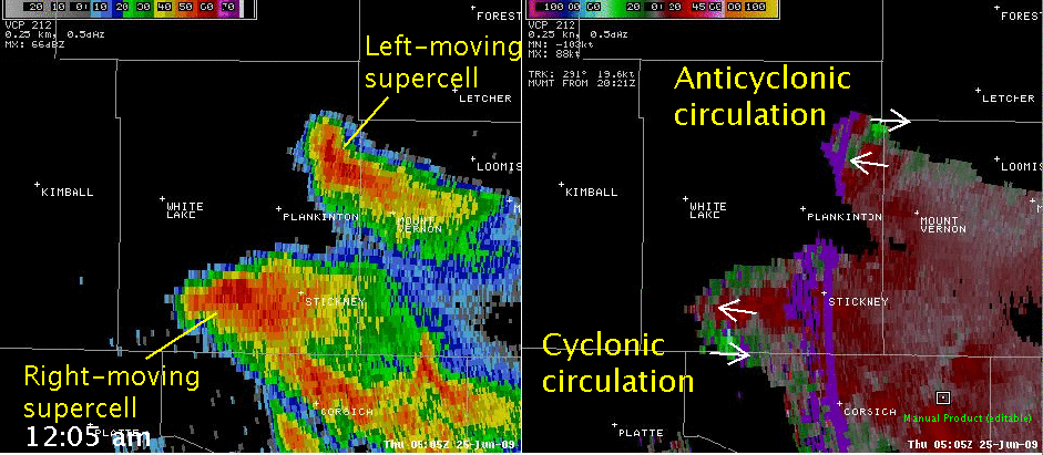 Radar picture from 12:05 am 25 June 2009