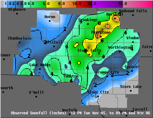 Snowfall from Tuesday/early Wednesday snowstorm