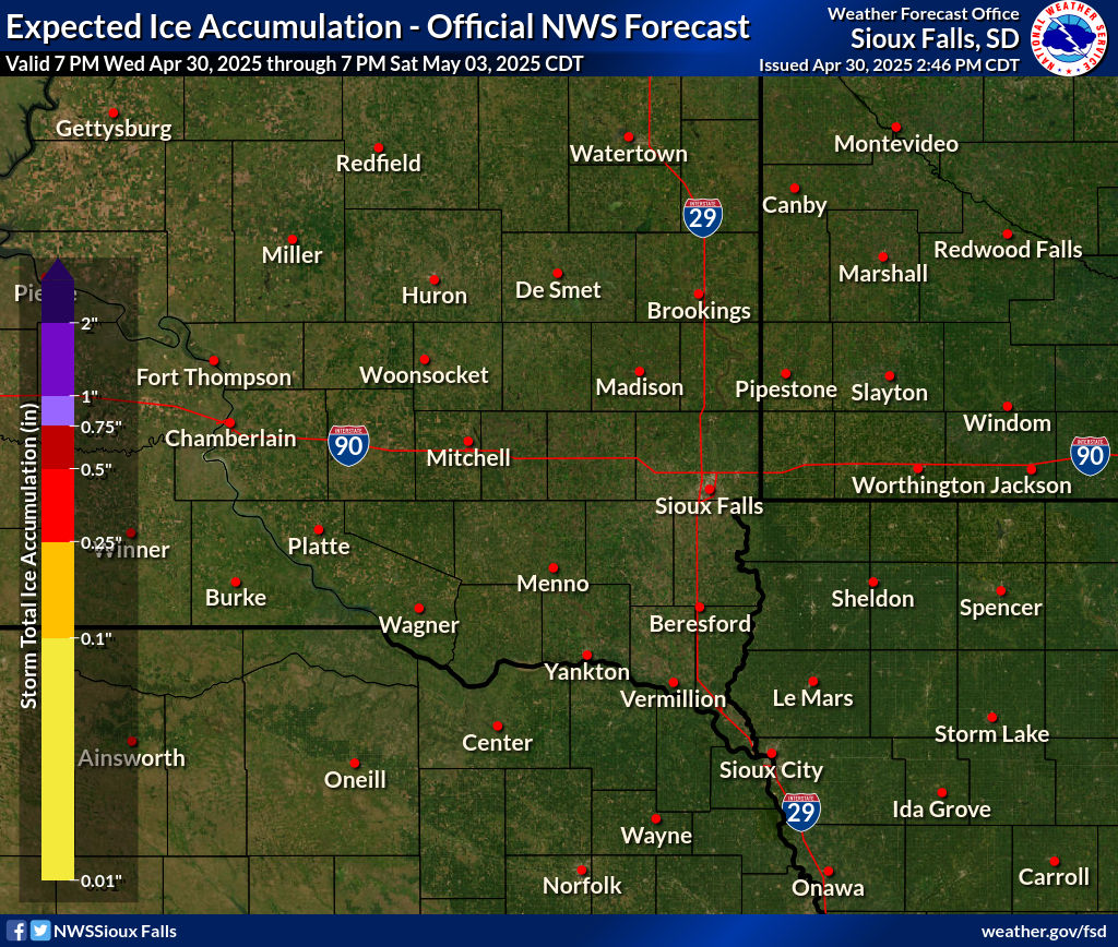 Expected Ice Accumulation - Official NWS Forecast