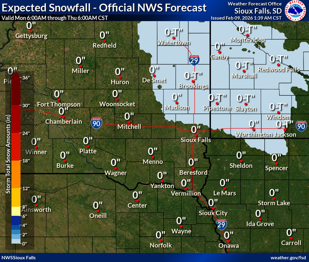Expected Snowfall - Official NWS Forecast