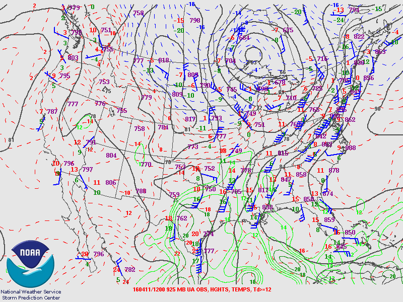 12 UTC 925mb Analysis