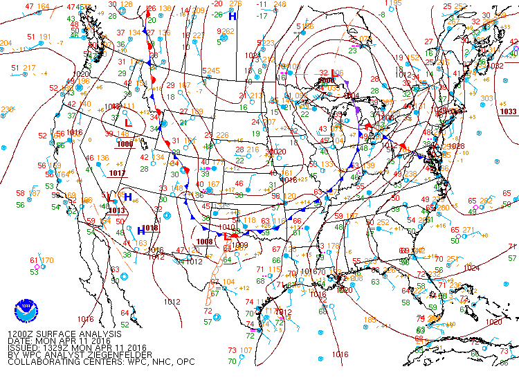 WPC Surface Analysis: 12 UTC