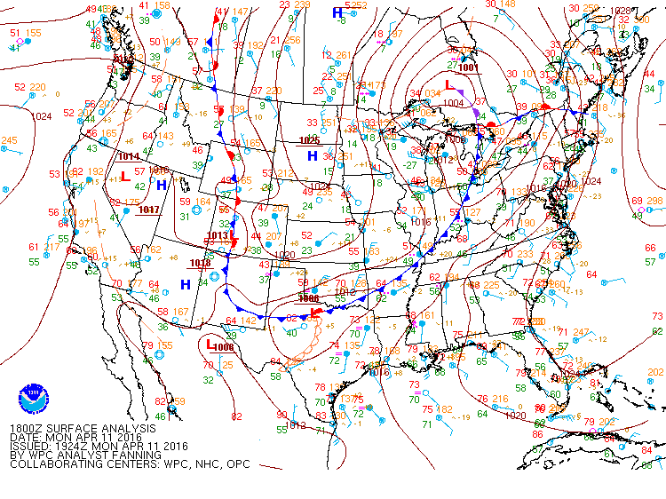 WPC Surface Analysis: 18 UTC