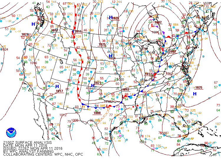 WPC Surface Analysis: 21 UTC