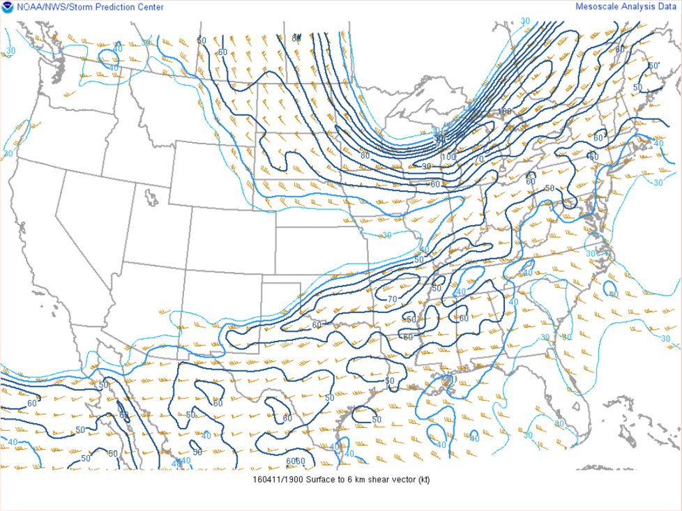 0-6km Wind Shear: 19 UTC