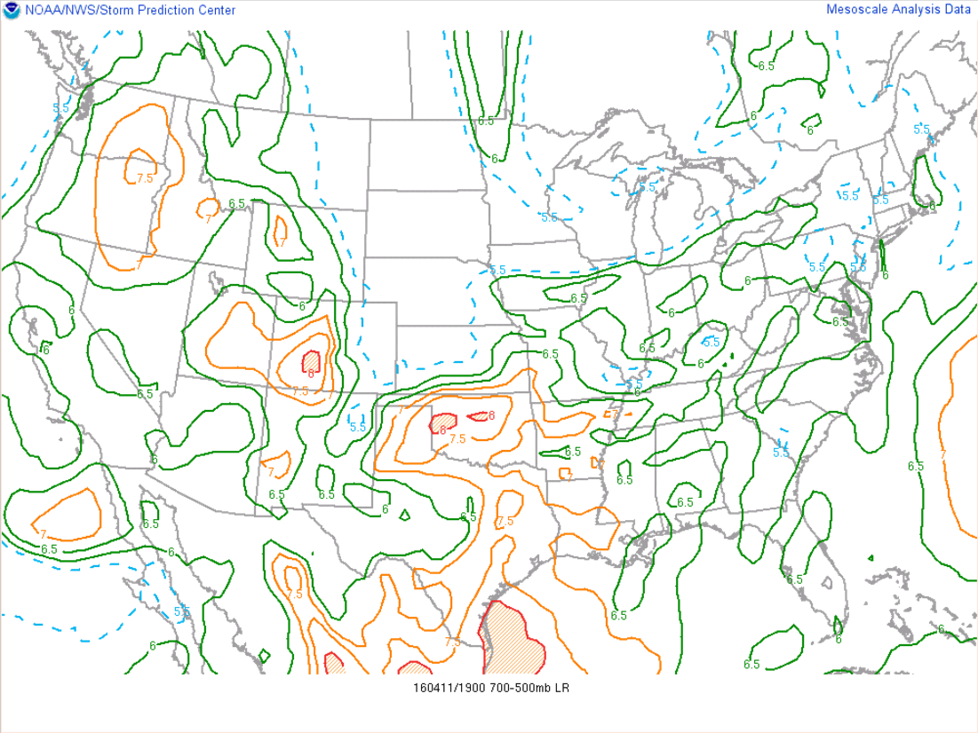 Mid-Level Lapse Rates: 19 UTC