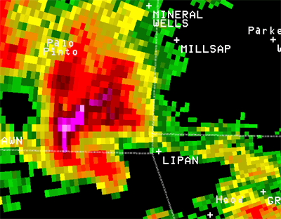 KFWS Reflectivity Image at 6:47 pm CDT - April 23, 2008