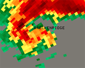 Large picture of radar reflectivity over Breckenridge.