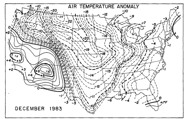 Monthly Average Temperature Anomalies - December 1983