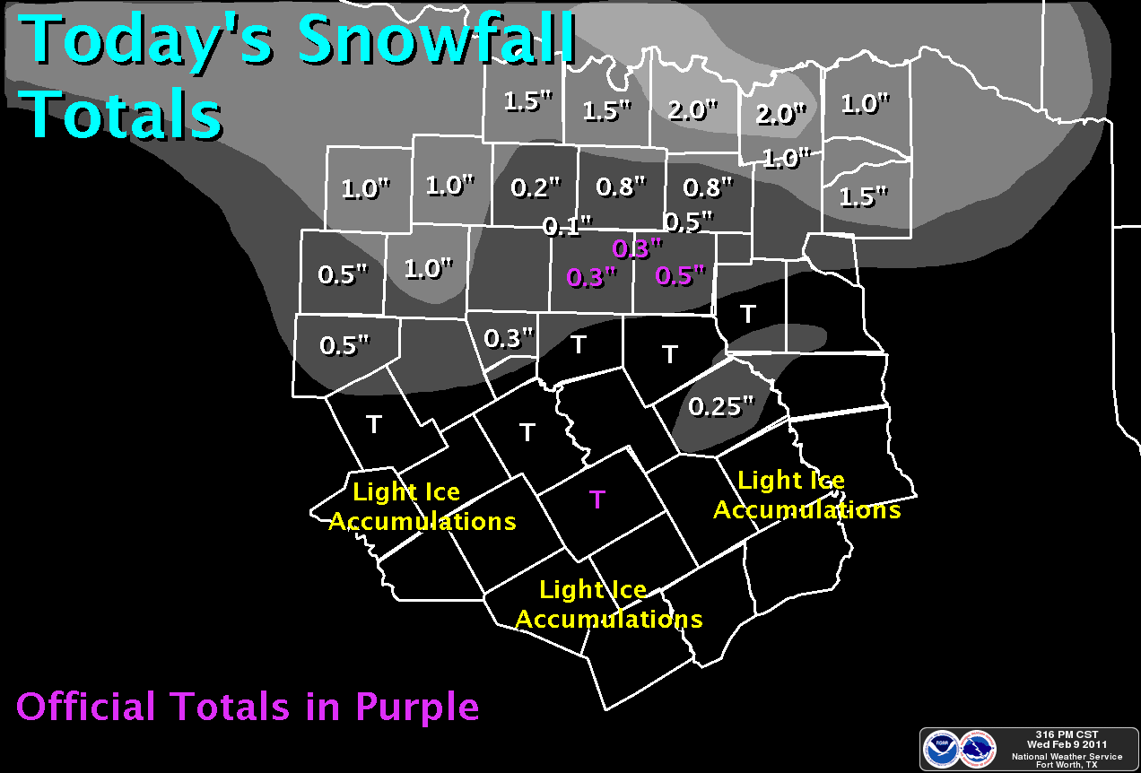 February 9, 2011 - Snowfall Amounts