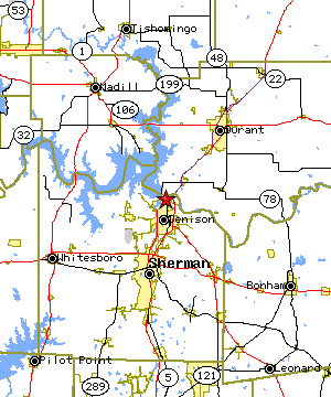 Map of the Denison Dam region