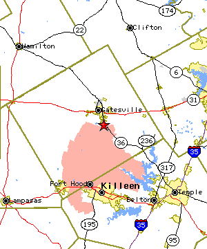 Map of the Gatesville region