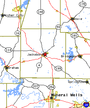 Map of the Jacksboro region