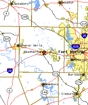 Map of the Weatherford region