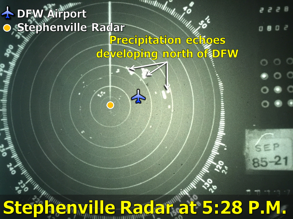 Radar display from Stephenville at 5:28 P.M. CDT