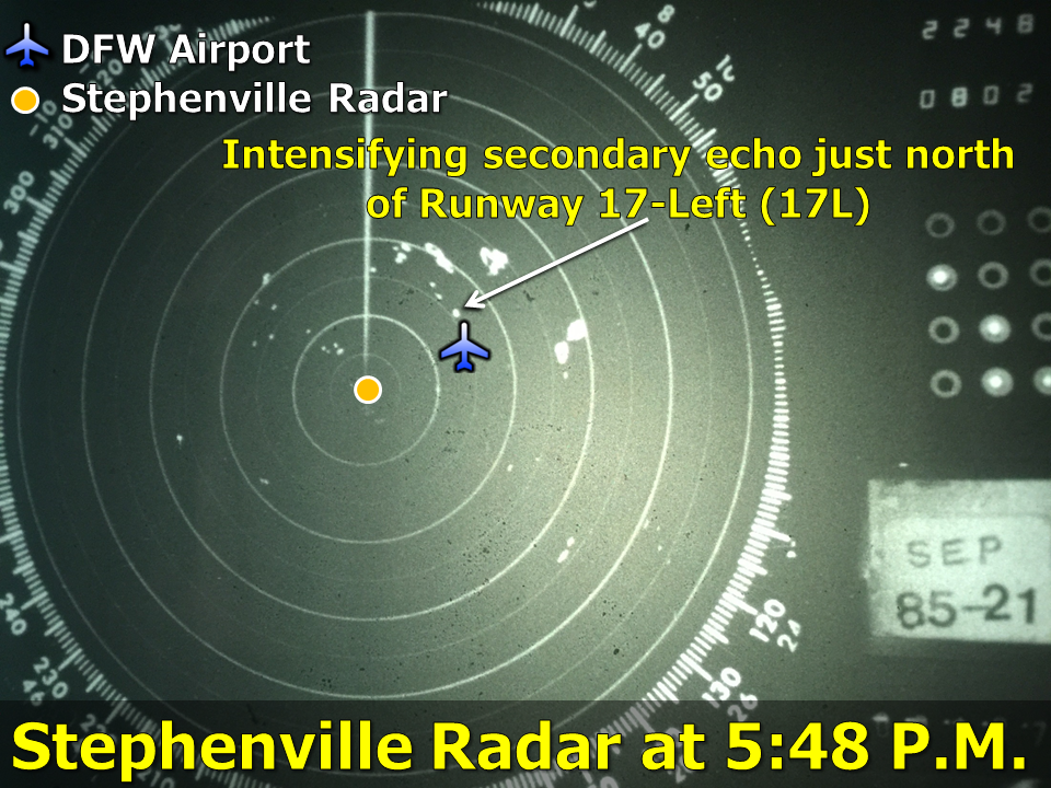 Radar display from Stephenville at 5:48 P.M. CDT