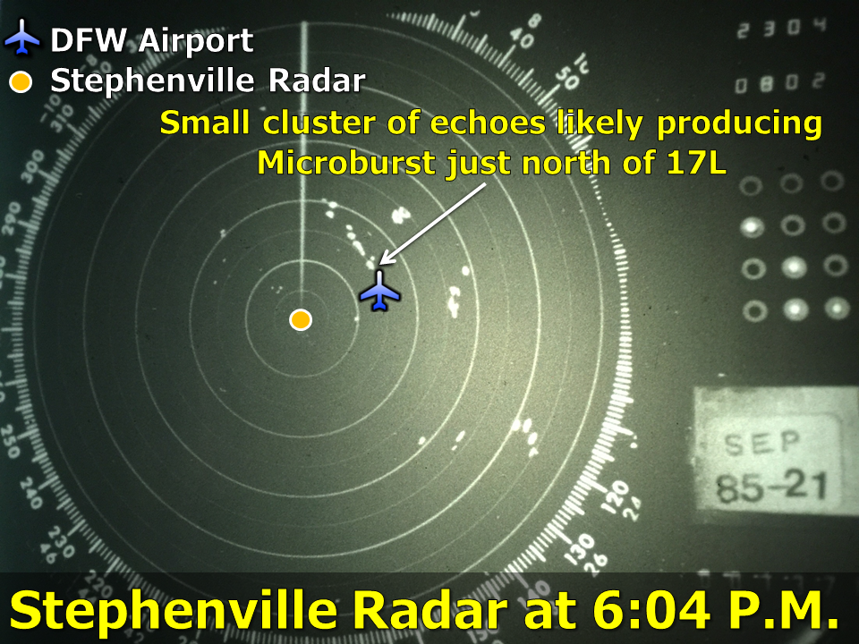 Radar display from Stephenville at 6:04 P.M. CDT
