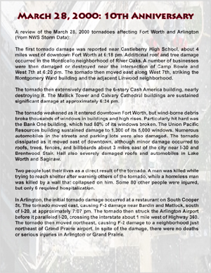 image shows the first page of a .pdf document that reviews the
                        March 28th, 2000 tornado in Ft. Worth and Arlington, TX