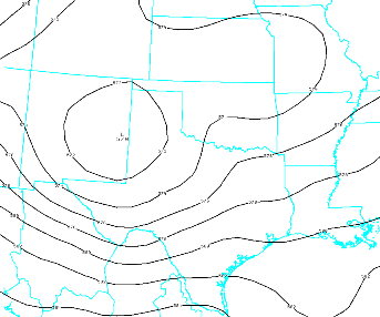 NAM80 00Hr Weather Depiction of 500 mh heights across N. Texas