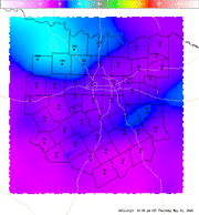 Thumbnail of an automatically generated image showing areas of 0-3 km storm relative helicity.