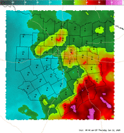 Thumbnail of an automatically generated image showing areas of the convective interest parameter.