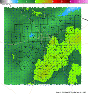 Thumbnail of an automatically generated image showing areas of surface-1km vertical shear.
