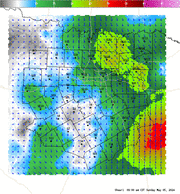 Thumbnail of an automatically generated image showing areas of surface-1km vertical shear.