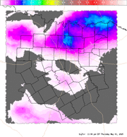 Thumbnail of an automatically generated image showing areas of the significant tornado parameter.