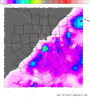Thumbnail of an automatically generated image showing areas of the significant tornado parameter.