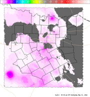 Thumbnail of an automatically generated image showing areas of the significant tornado parameter.