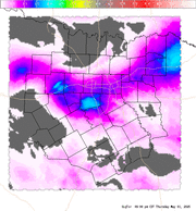 Thumbnail of an automatically generated image showing areas of the significant tornado parameter.