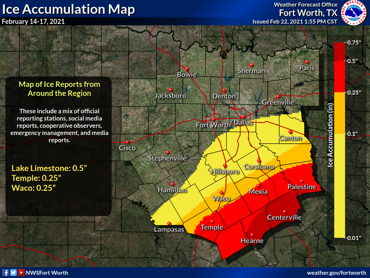 Ice Accumulation February 14-17, 2021