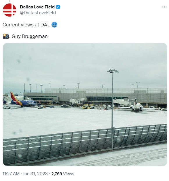 Dallas Love Field tweet on January 31, 2023