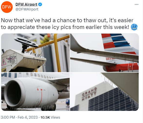 DFW Airport tweet on February 4, 2023