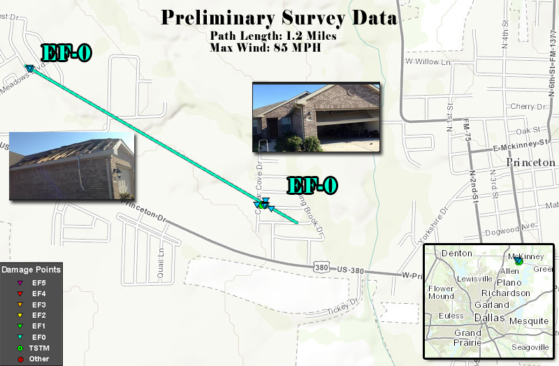 Tornado Track Map near Princeton, TX
