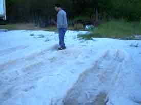 Picture of hail drifts in Alvarado