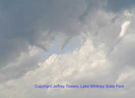 Picture of funnel clouds at Whitney State Park.