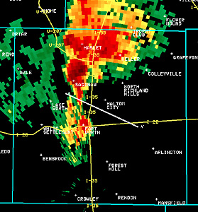 Radar picture from Ft. Worth/Haltom City tornado