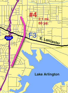 Tarrant County Tornado Track Map. Tornado #4