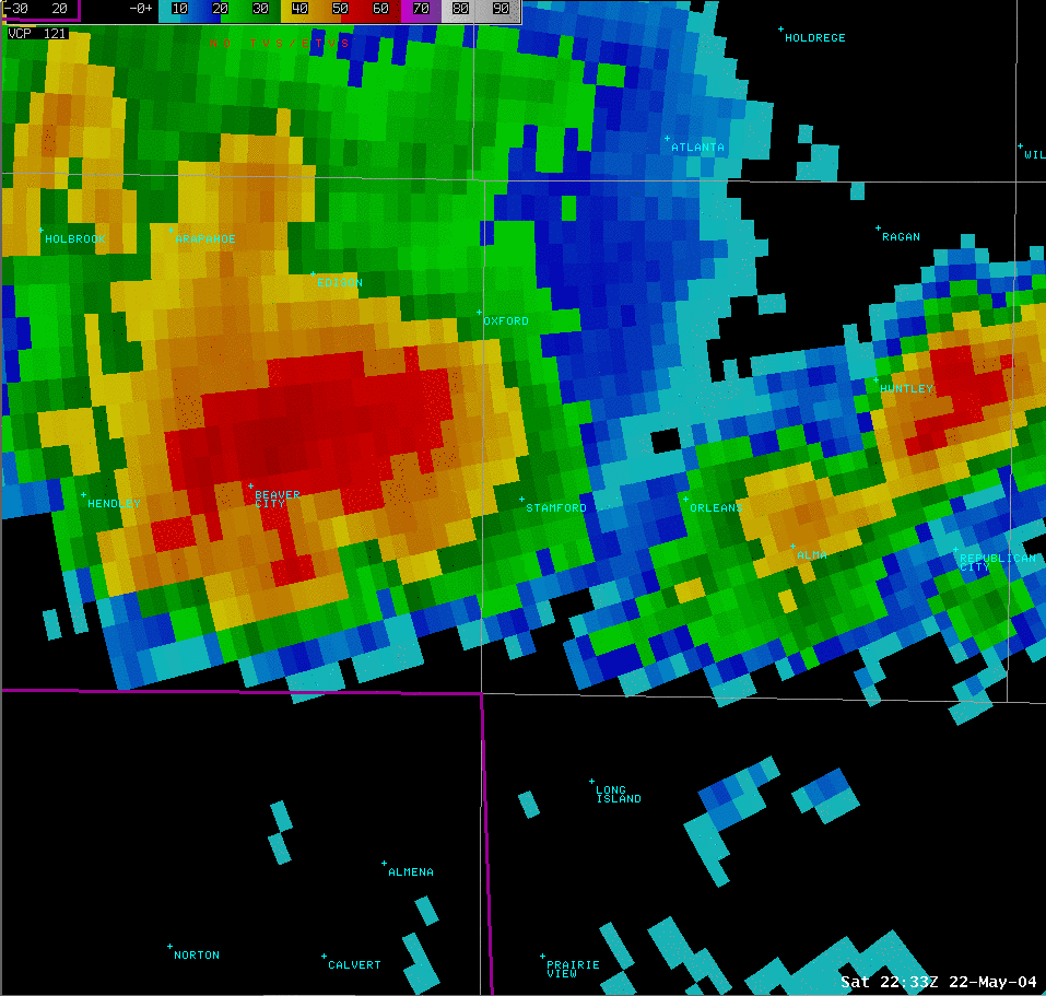 05:33 pm CDT Furnas County 0.5 Degree Reflectivity