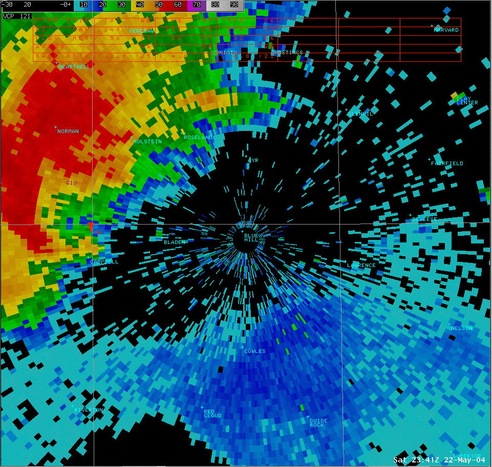 06:41 pm CDT Webster Adams Counties 0.5 Degree Reflectivity